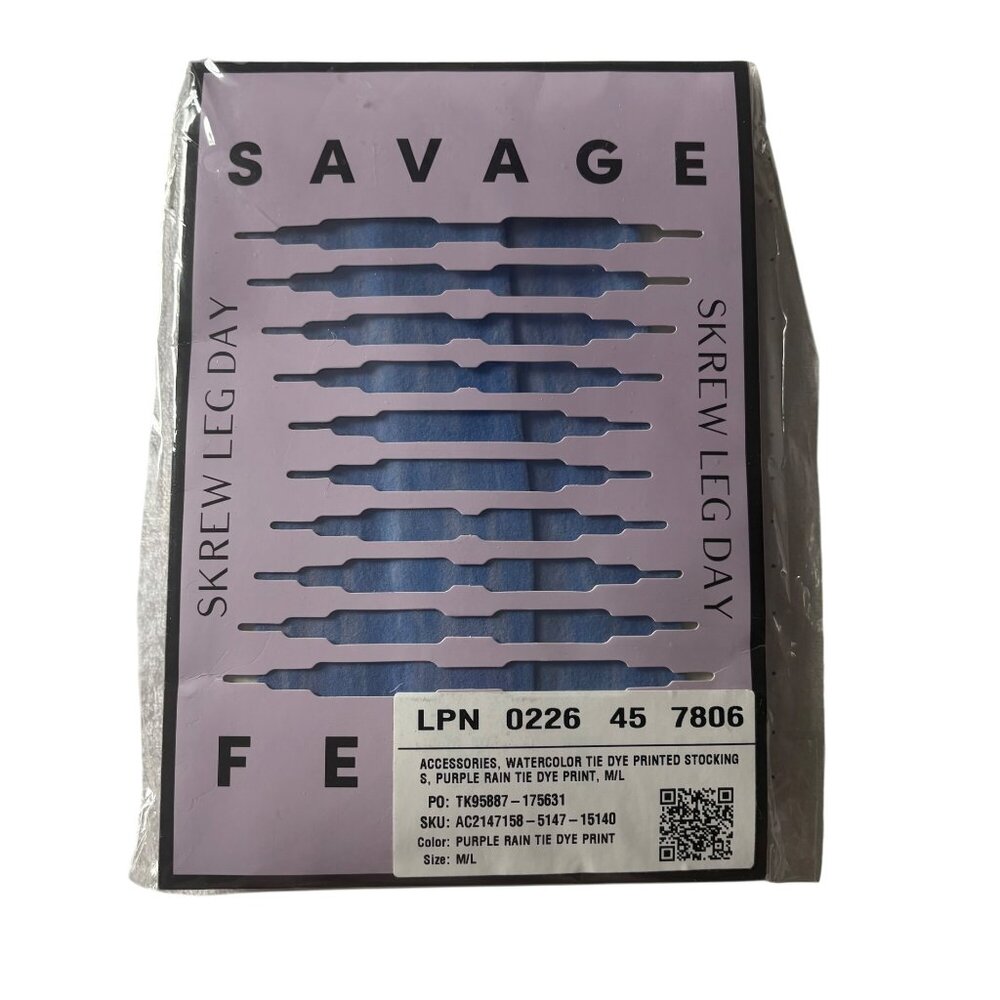 Savage X Purple Rain Tie Dye Watercolor Stockings Hosiery Statement Tights M/L